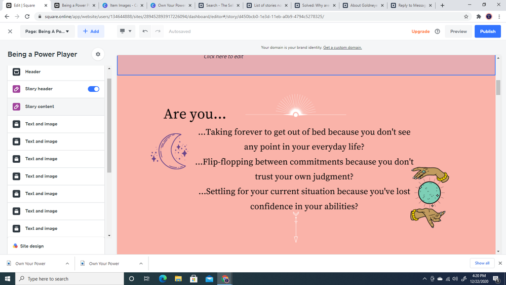 view of webpage in Editor