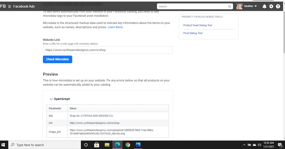Facebook Microdata Bug Tool, many on this thread have used this and getting same results and errors.