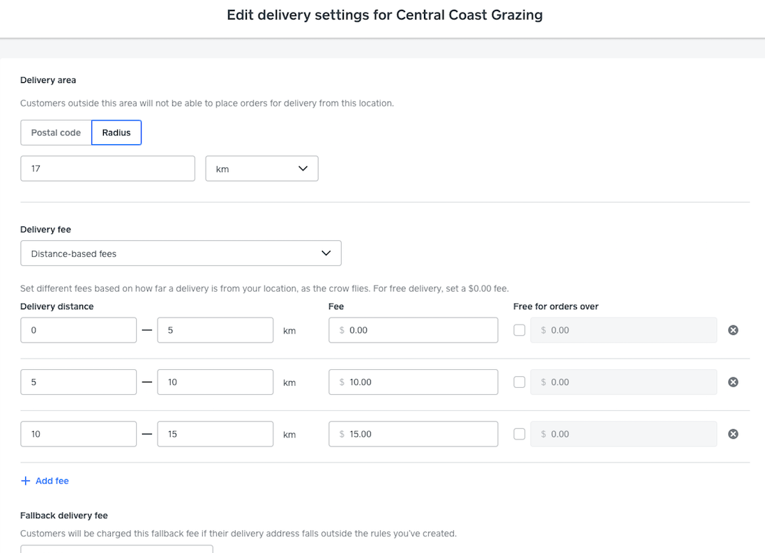 Why aren't my selected delivery fees within the ra... - The Square ...