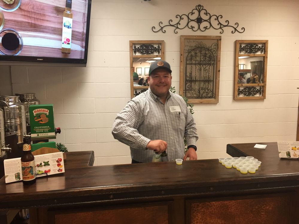 Sciabica's Craig offering olive oil tasting