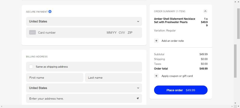 Checkout with billing address