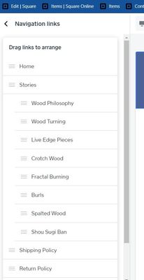 Navigation menu in editor