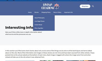 Stories sub menu on hover in published site