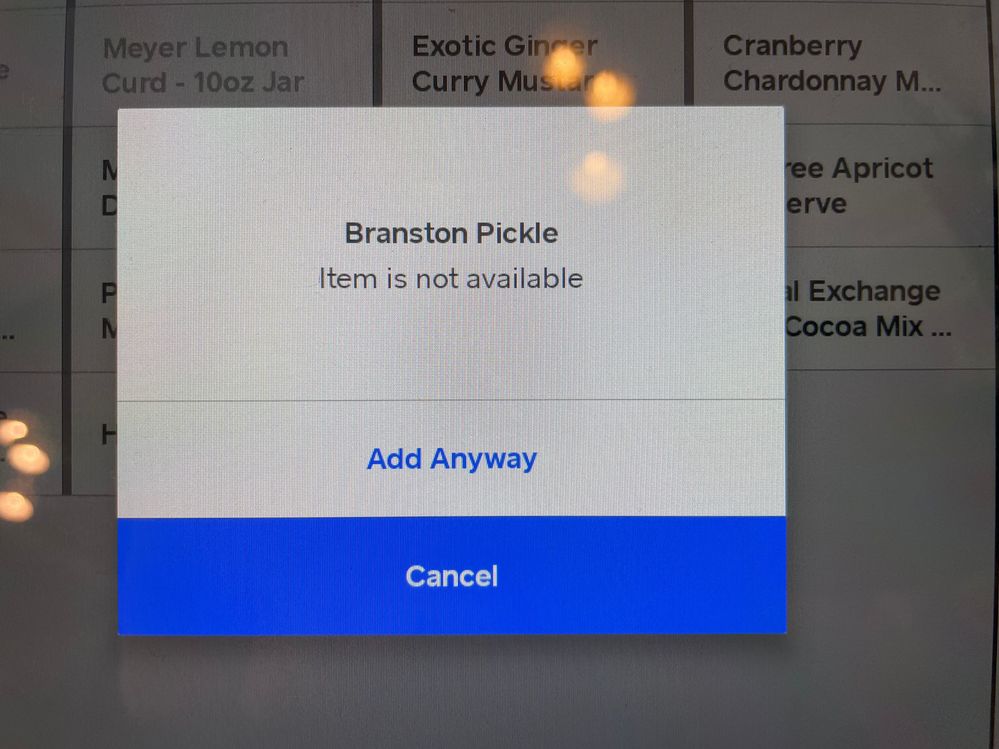 When you press item, this message comes up.