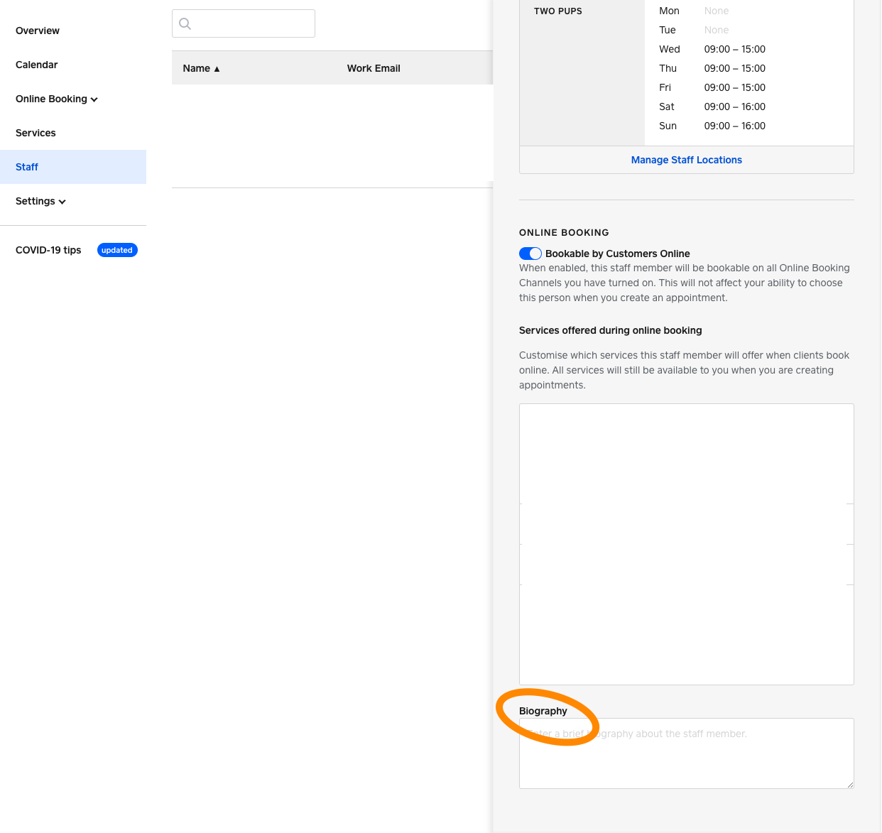 Solved: Square Appointments - Staff Profile Summary and Pa... - The ...