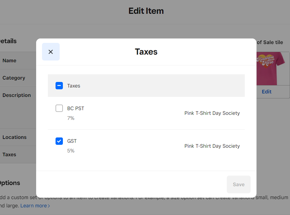 on the individual item