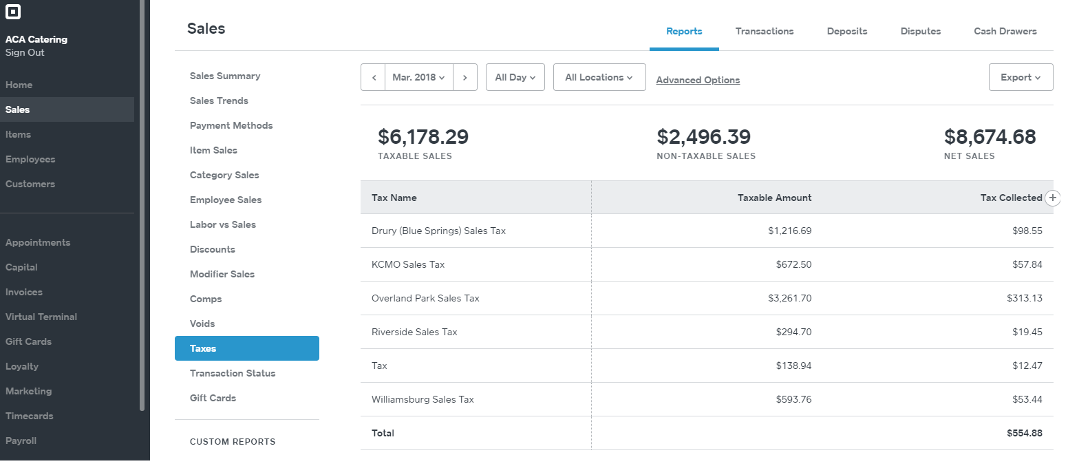 Solved: Is there an immediate sales tax report with Square... - The ...