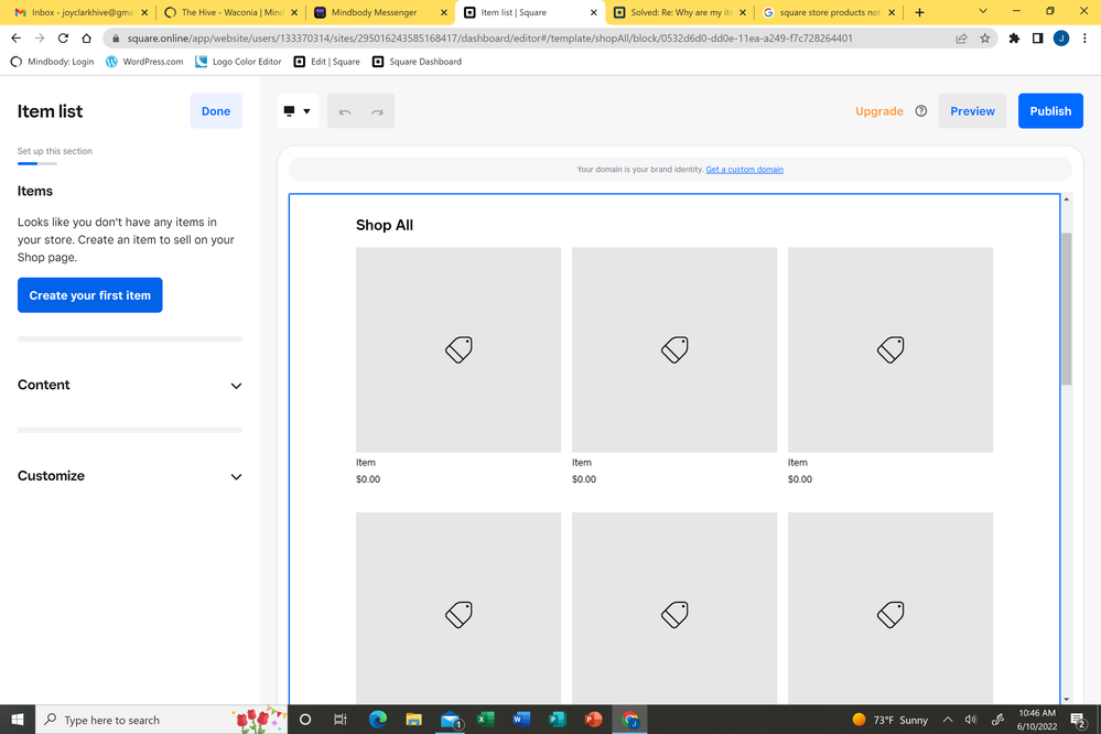 items do not show in store