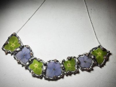 Green Purple Hydrangea Sunstone Necklace.jpg