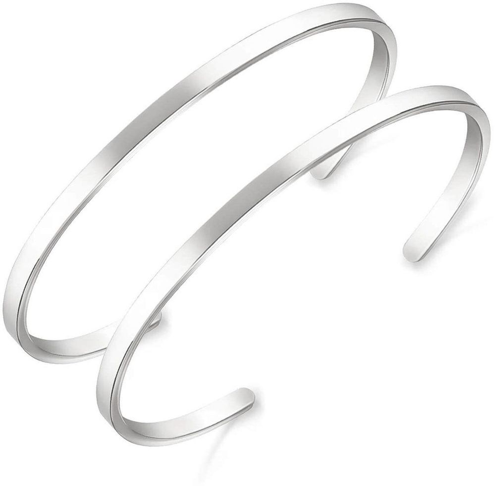 Solid Platinum Cuff Bangle Set