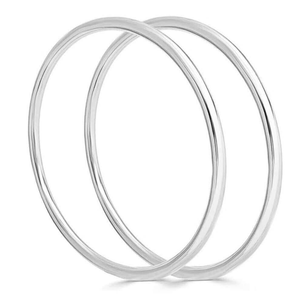 Solid Platinum Round Bangle Set