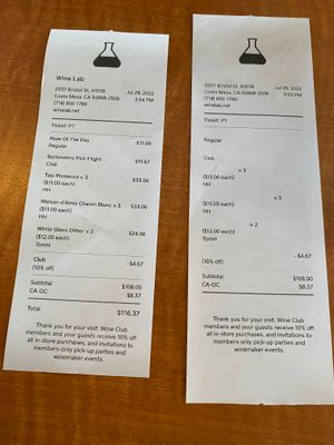 Receipt (Printer 1 and Printer 2)