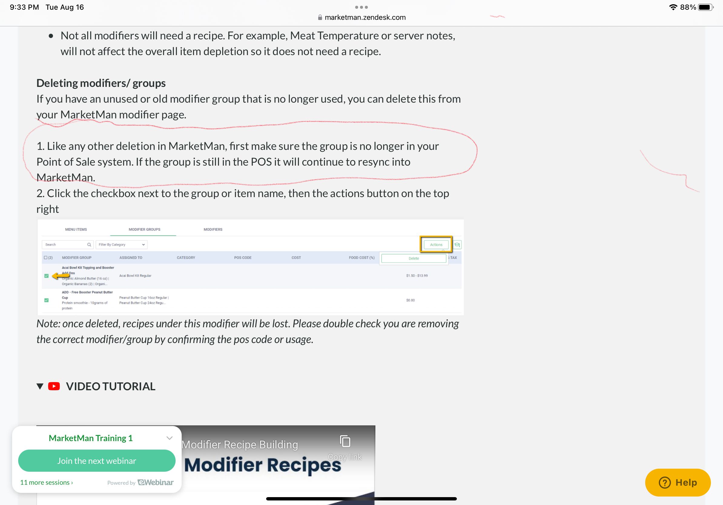 how can I delete archived modifier groups/modifier... - The Square ...