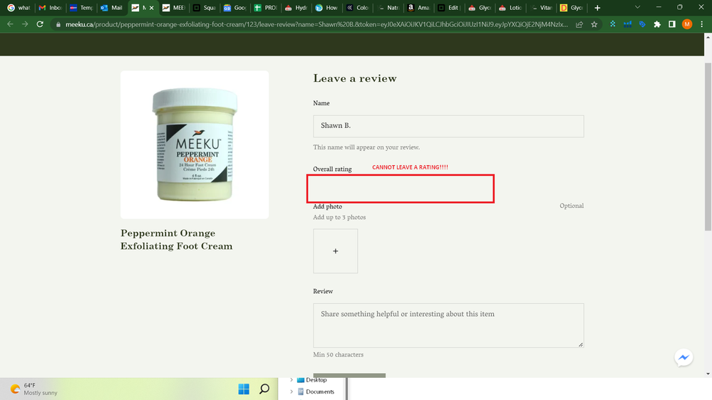 Customer can't leave a rating.