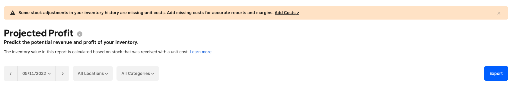 Reports - COGS & Projected Profit - The Square Community