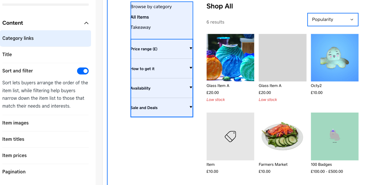 Sort & Filter in Item List (Square Online) - The Square Community