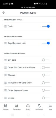 PoS App -Payment Methods