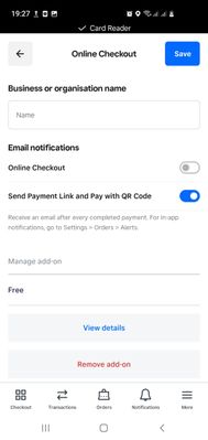 PoS App- Online Checkout settings