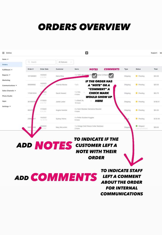 All Orders Overview Page