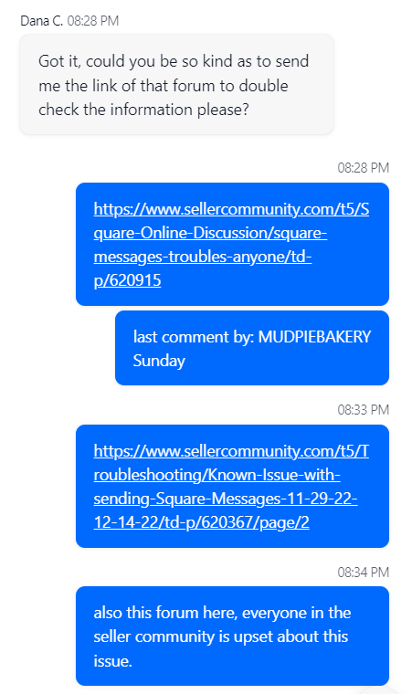 Solved: Known Issue with sending Square Messages (11/29/22... - Page 3 ...