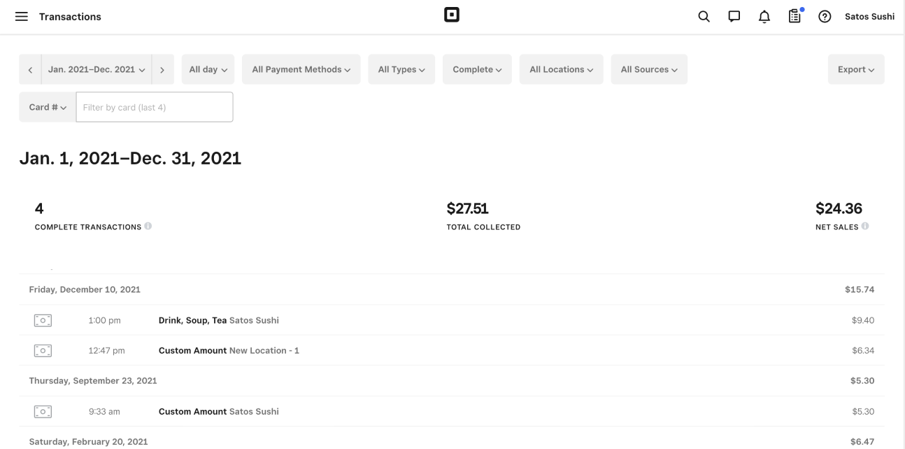 Square Transactions Report enhancements