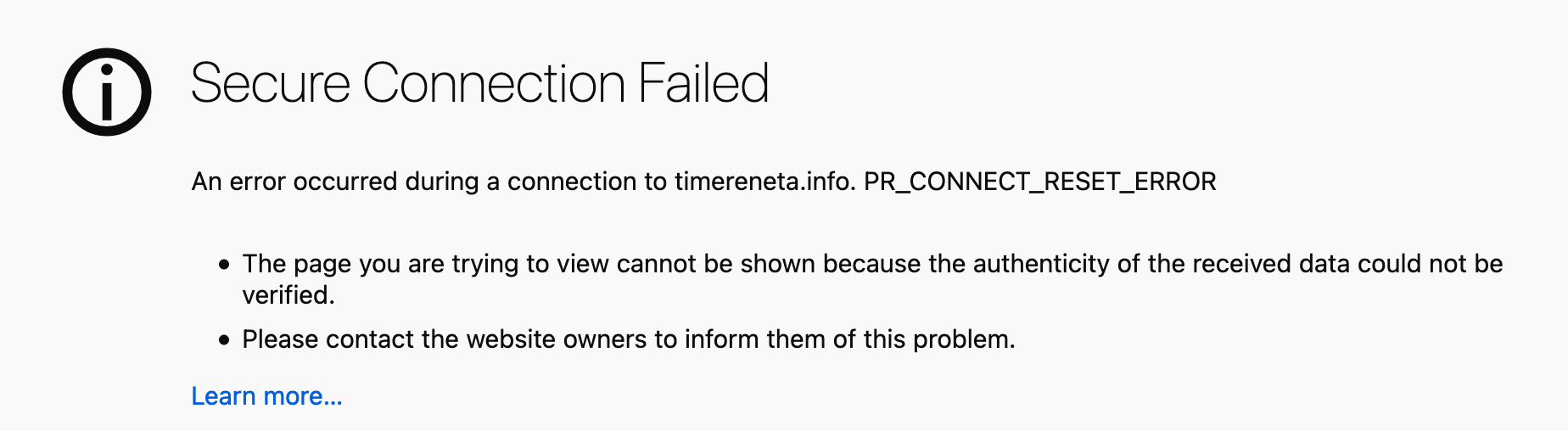 Site can't be reached / Secure connection failed - The Square Community