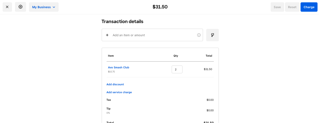 Create an open order with Square Virtual Terminal