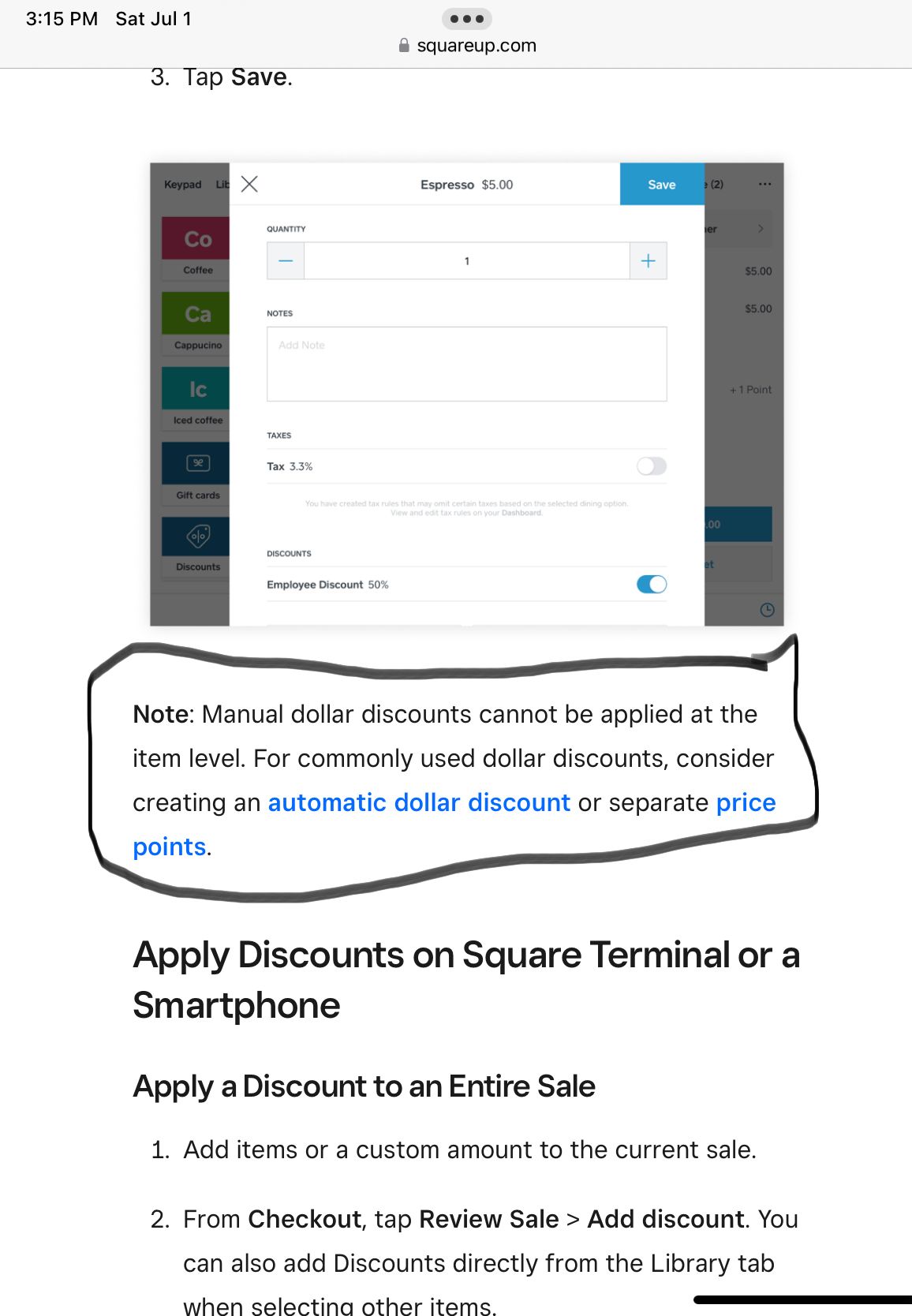 Solved: Full Dollar discounts won't apply - The Square Community