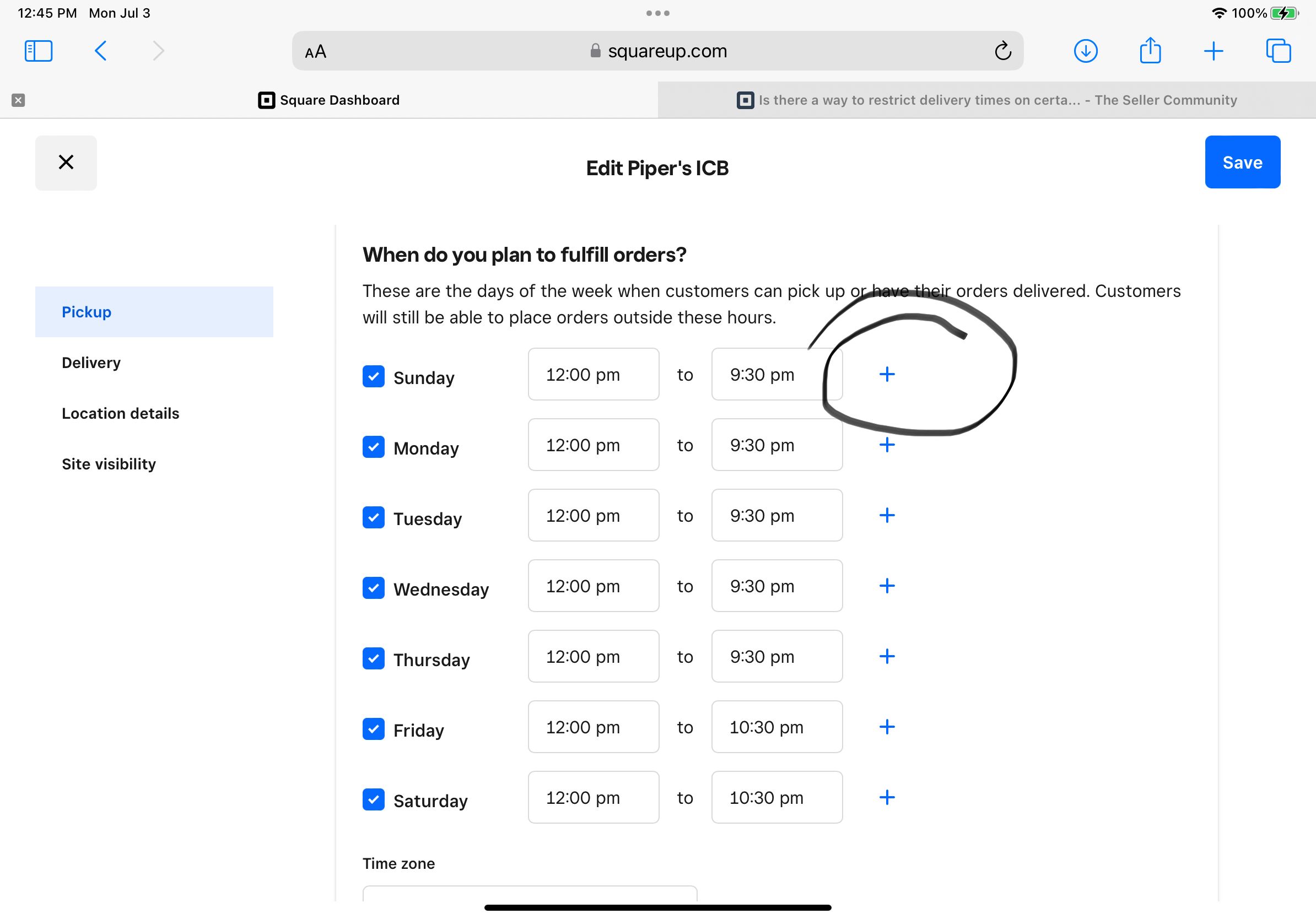 Is there a way to restrict delivery times on certa... - The Square ...