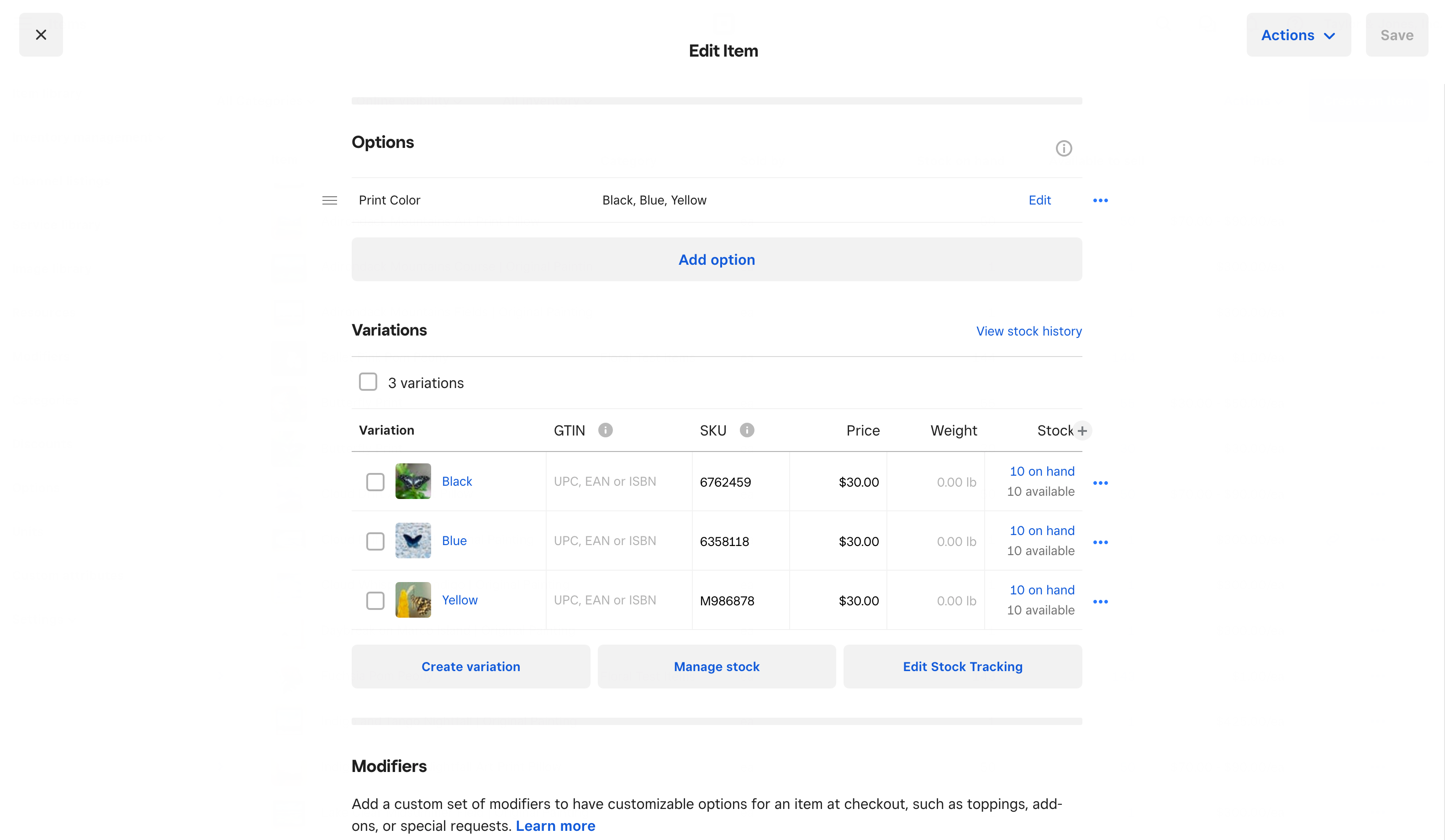 Square Items: Variations, Options, and Images - The Square Community