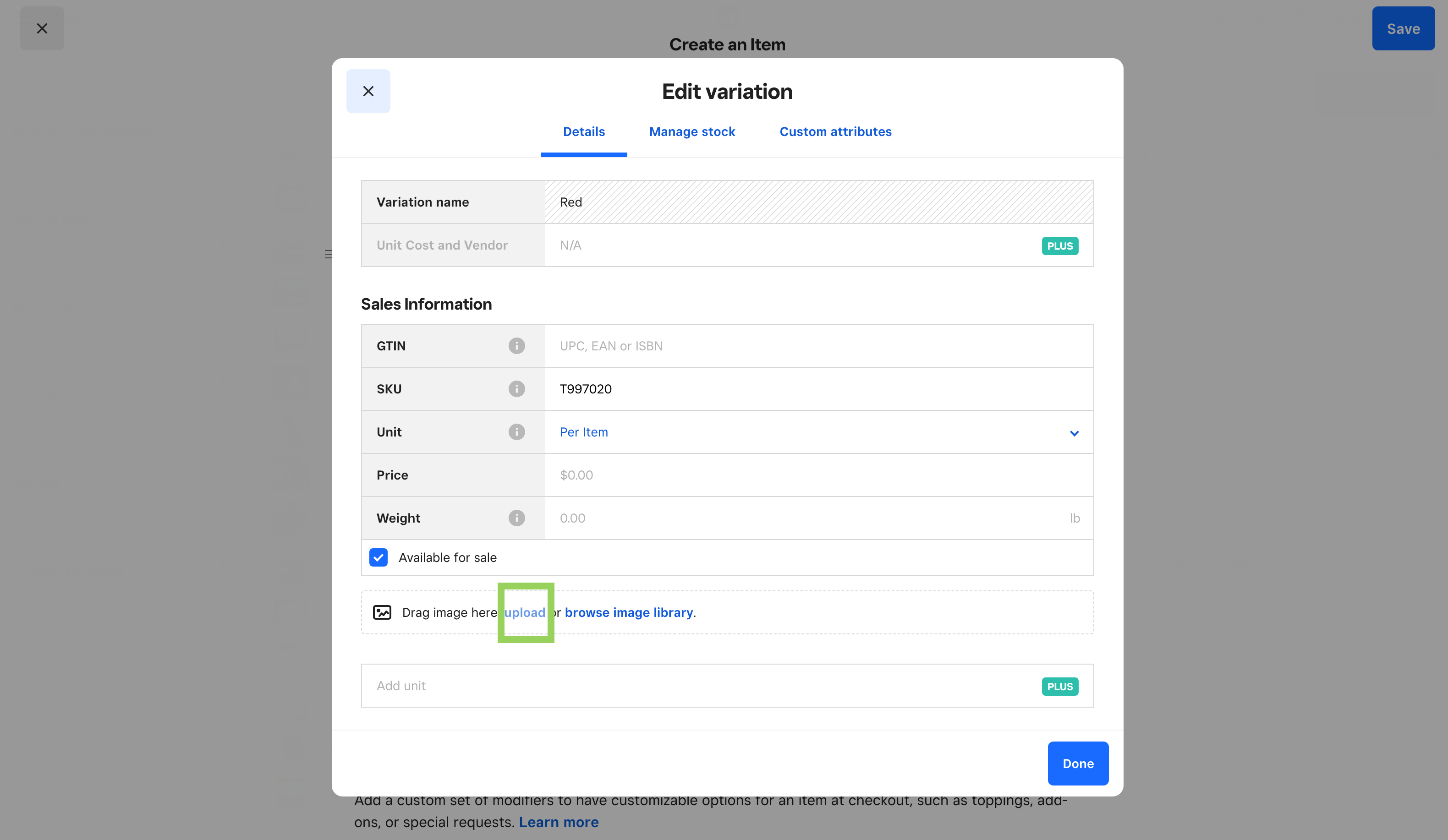 Re: Square Items: Variations,Options and Images - The Square Community