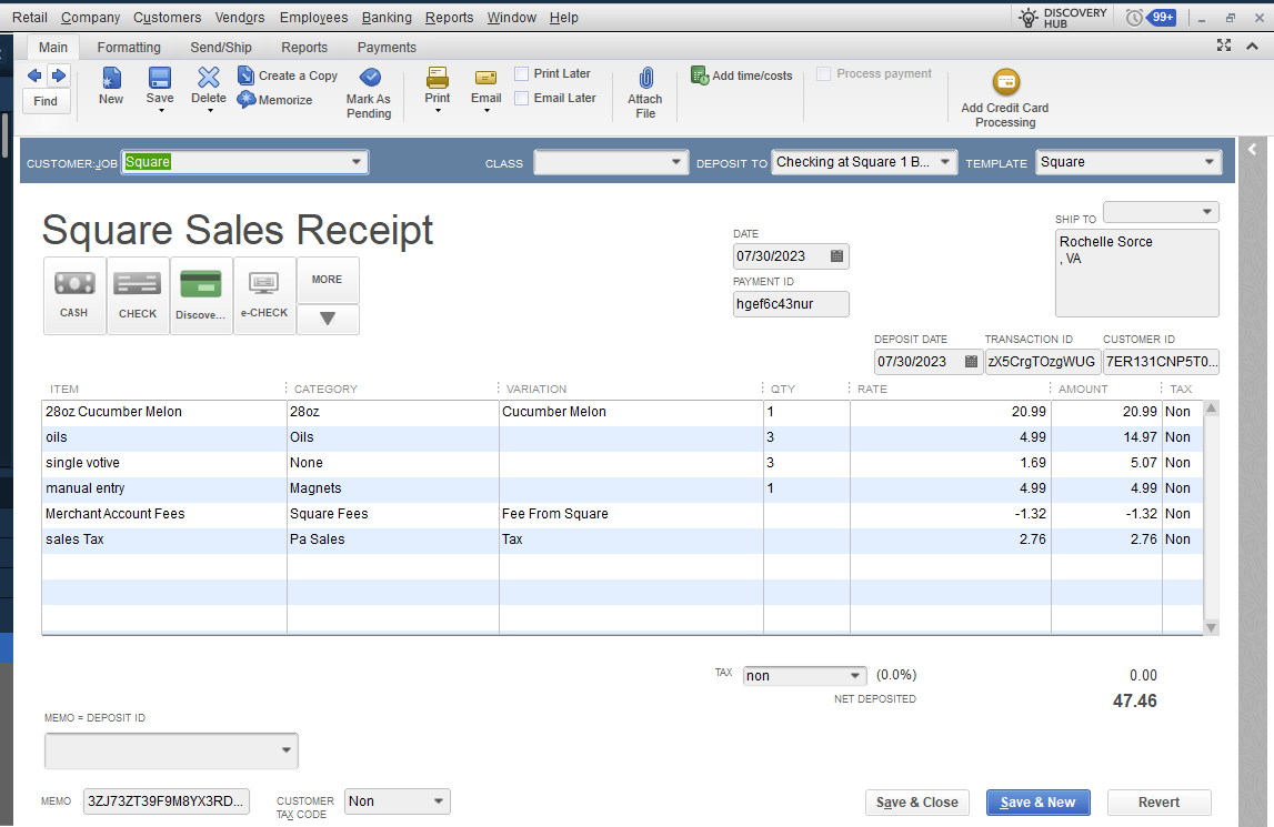 Re: Quickbooks-Recording Sales - The Square Community