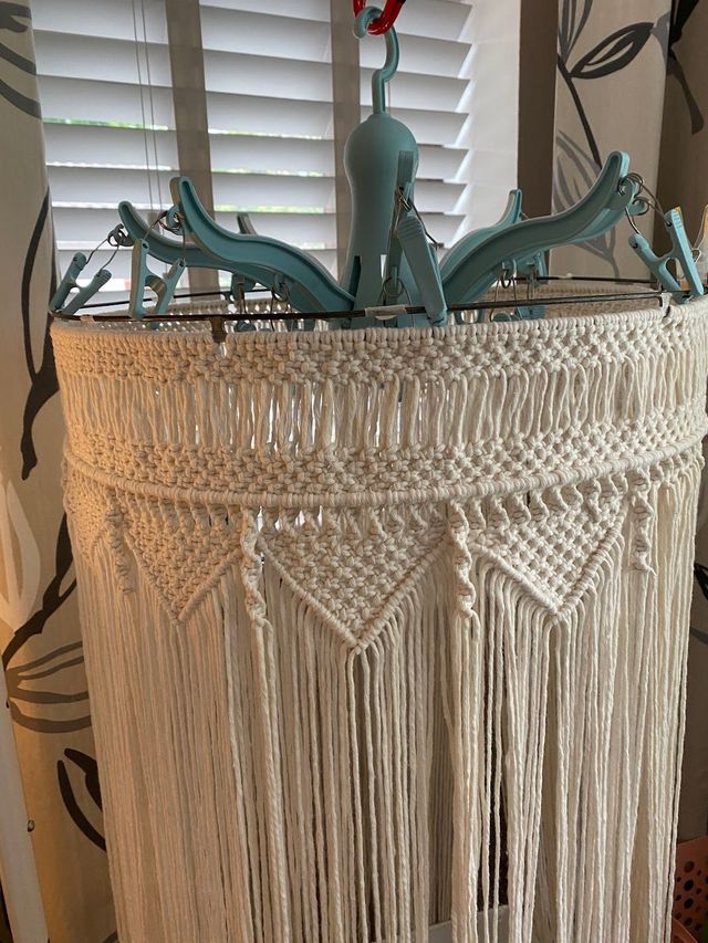 Working on a lampshade for a vintage ceiling light