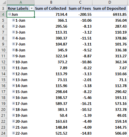 Daily Sales Totals