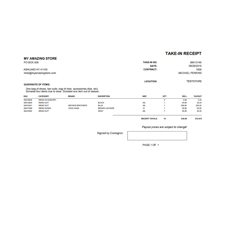 Track your intake easily. Record donates or returns with in our quick notes.