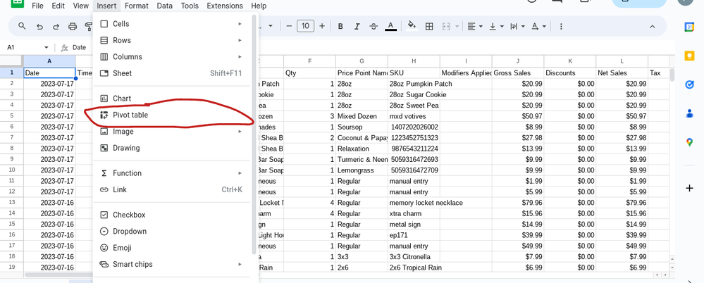 Choose Insert -Pivot Table