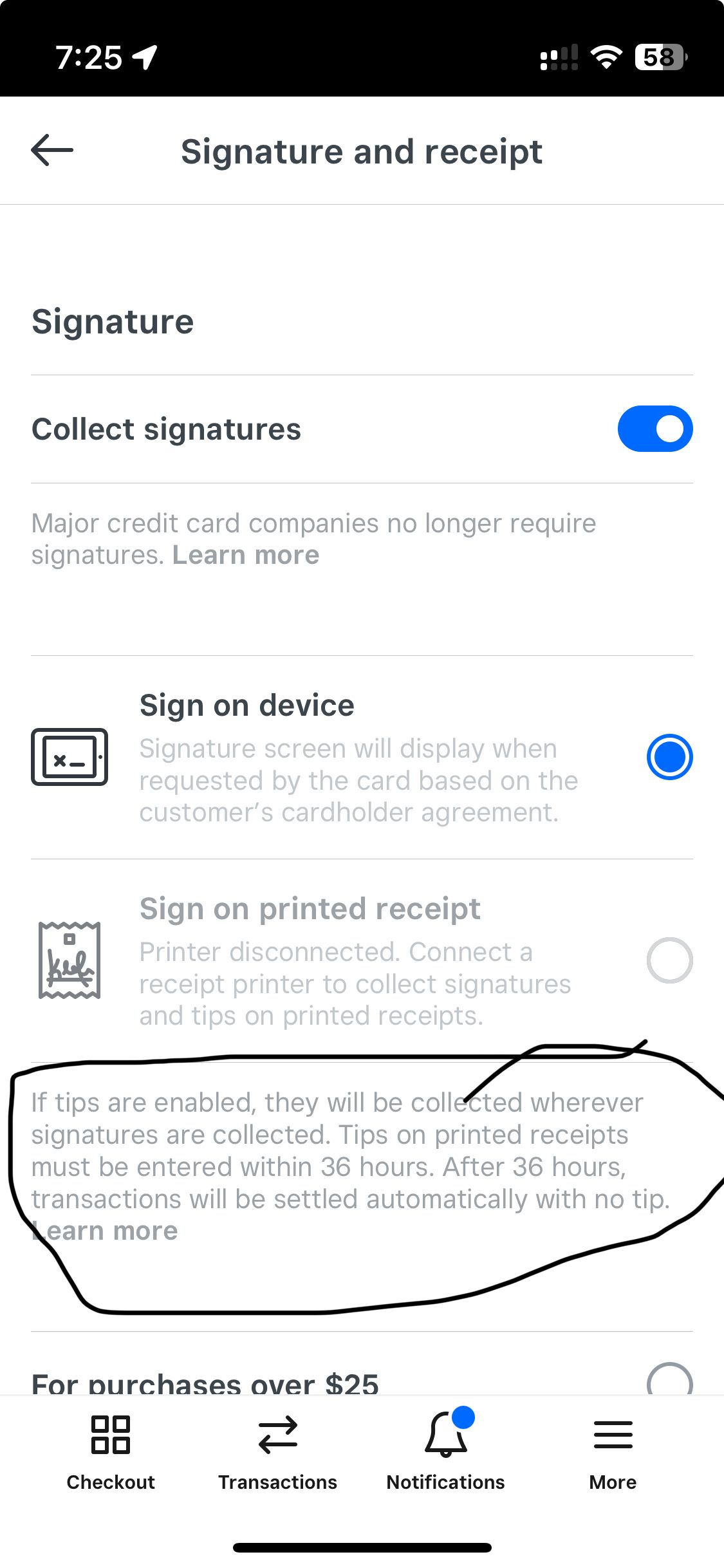 Solved: Is sign and tip on printed receipt available with ... - The ...