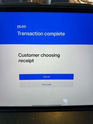 ipad screen after payment has gone through
