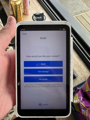 terminal screen once payment has gone through