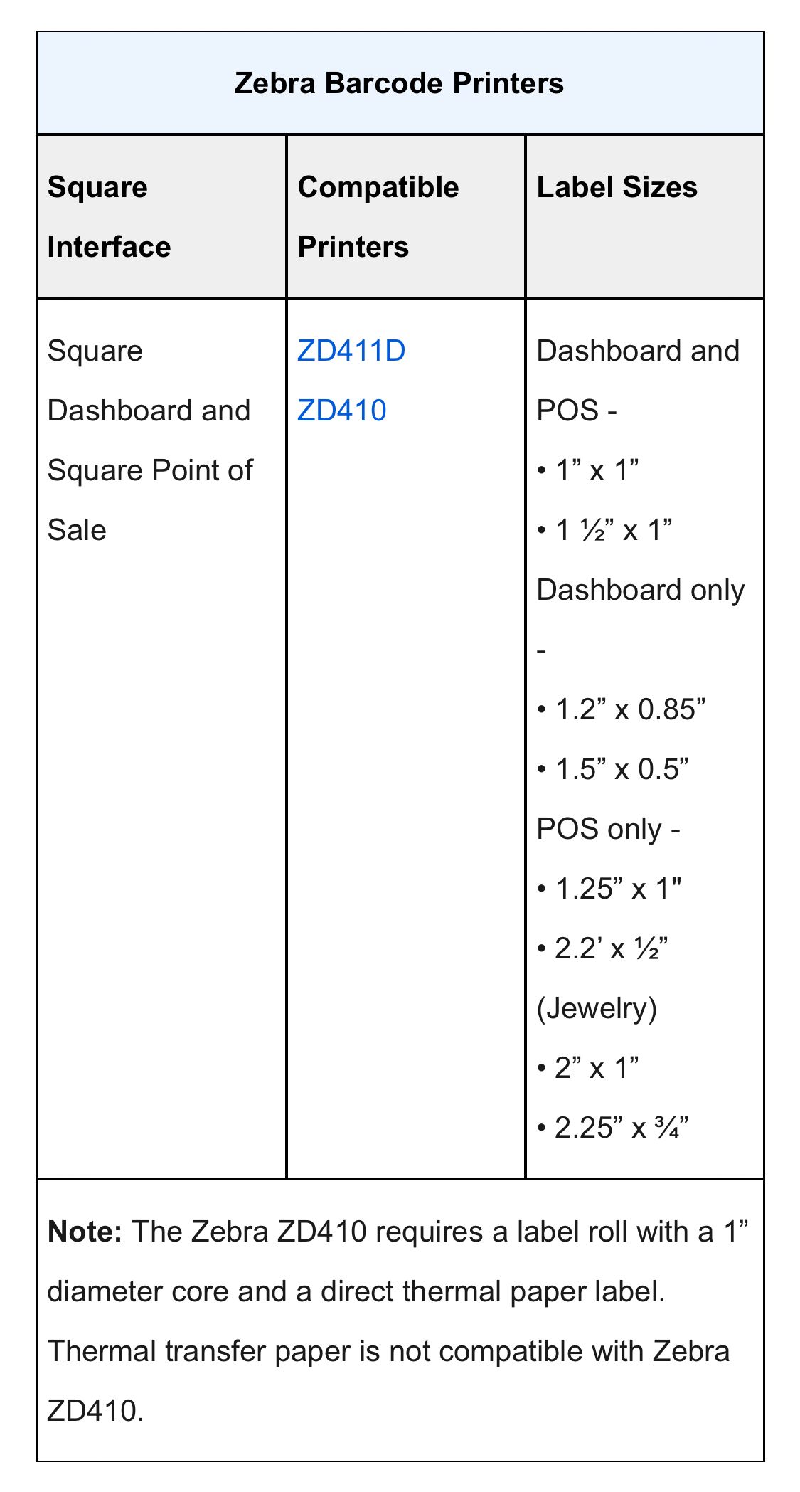 Label printing on Square for Retail Plus