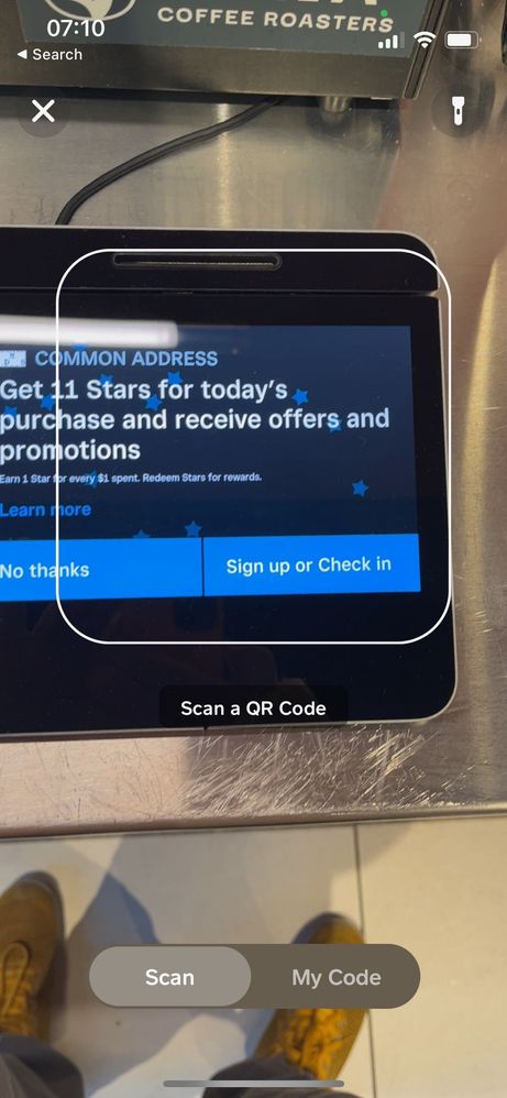 Check in screen