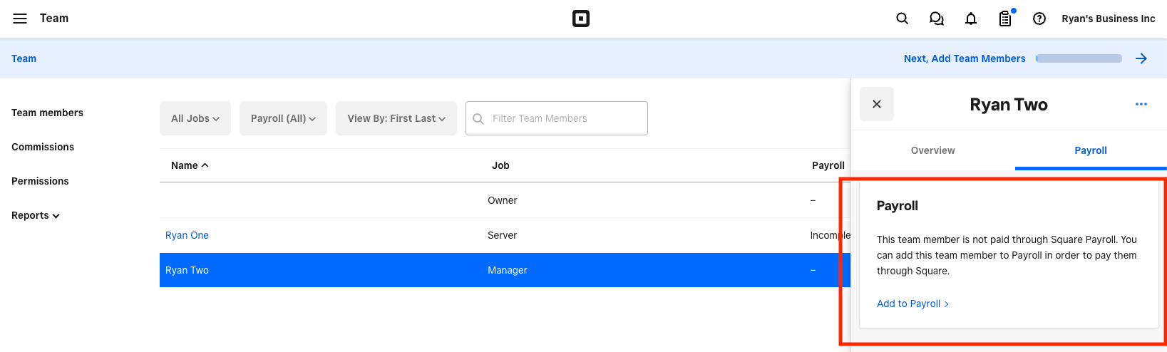 Unified 'Team members' and 'Payroll team' lists in Square