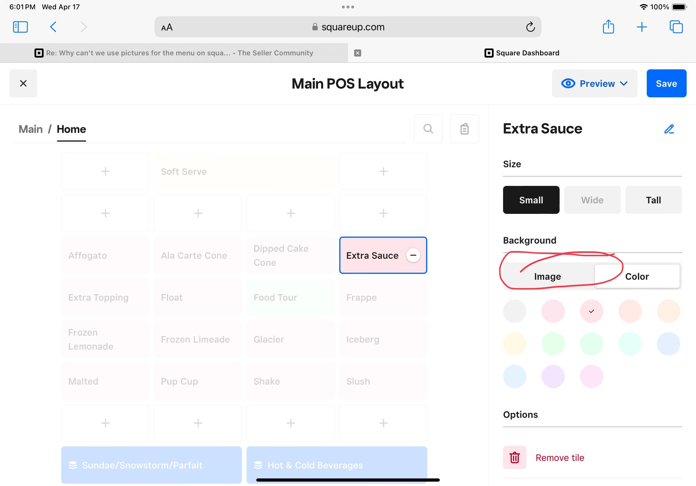 Why can't we use pictures for the menu on square f... - The Square ...