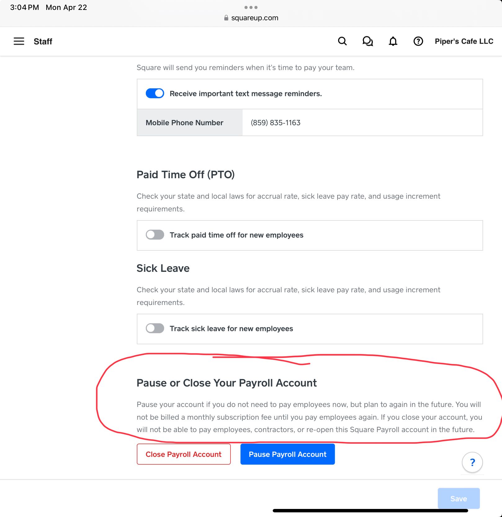 Solved: 2 payroll account with same EIN - The Square Community