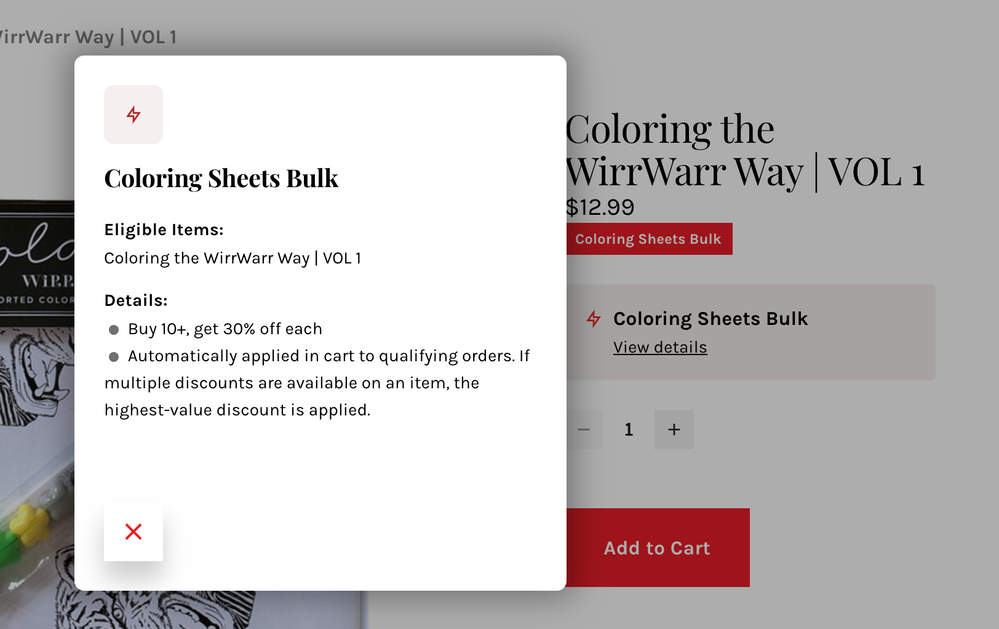 Correct discount description