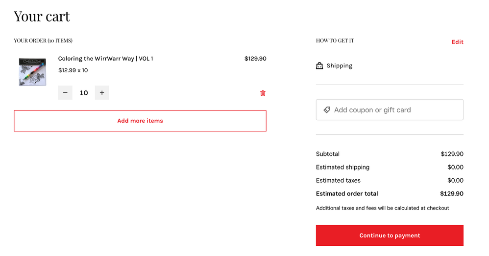 I add 10 items, but no discount is applied