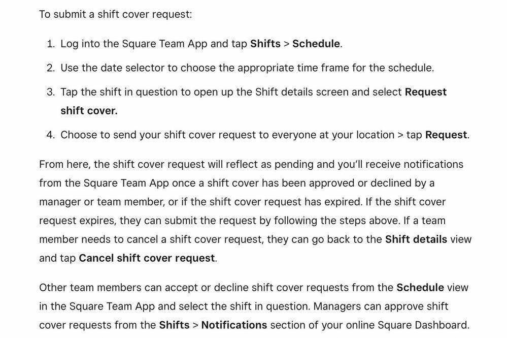 Request Shift Cover