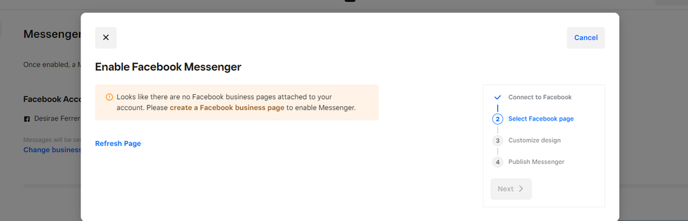 I already created a second business page via this exact link in an attempt to connect chat.