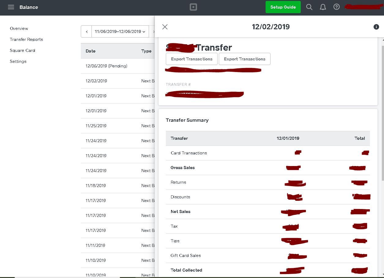 Need an exportable report of deposits (transfers) ... - The Square ...