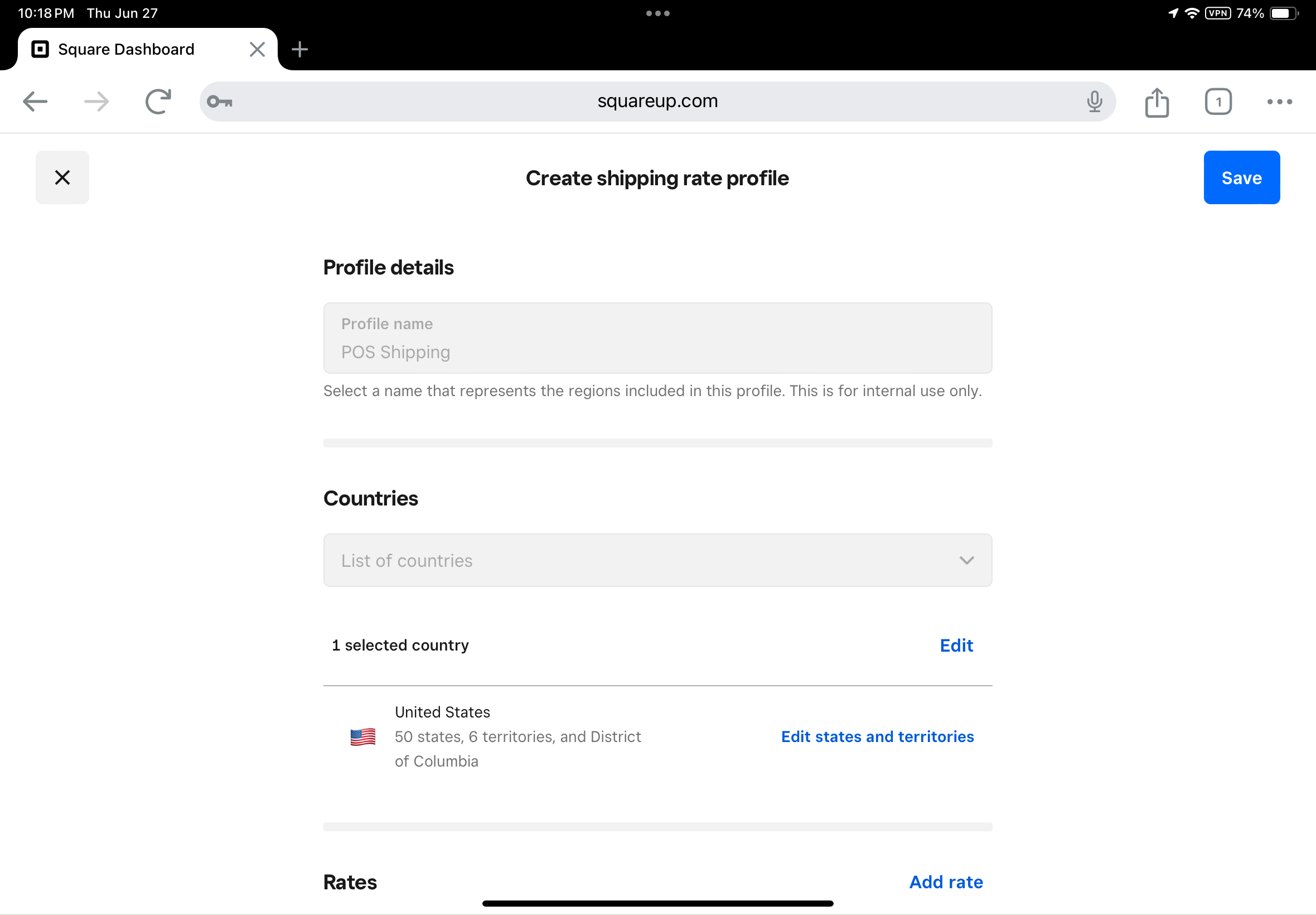Square for Retail - Shipping Profile will not save - The Square Community